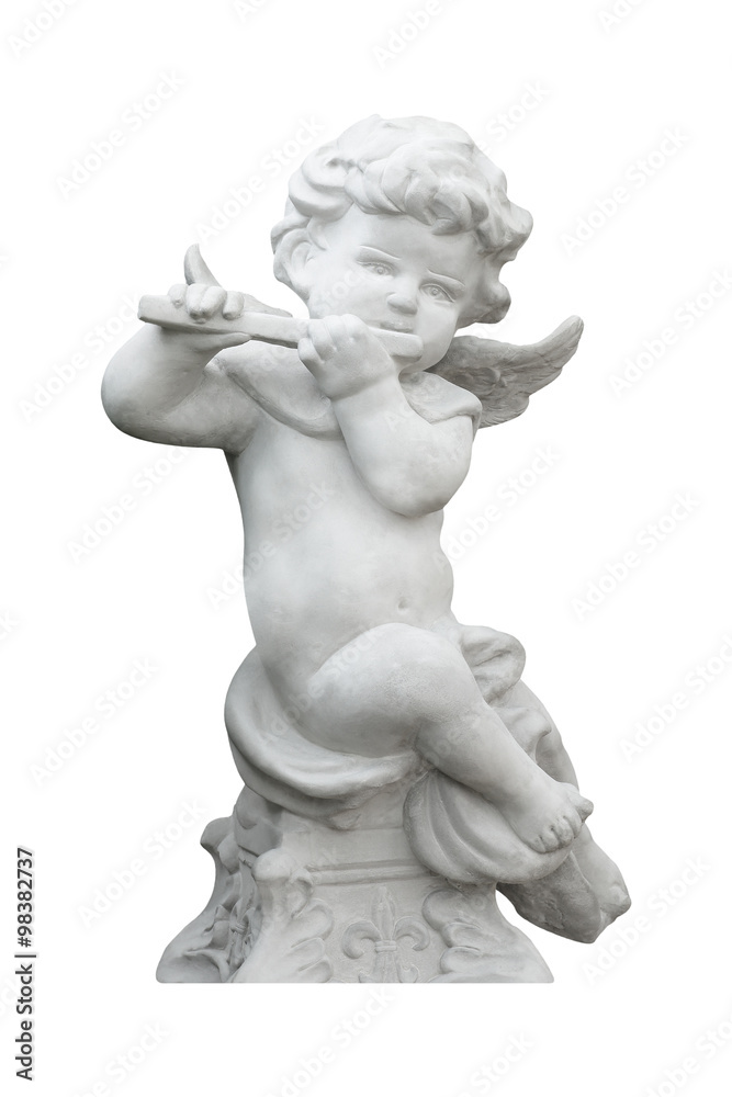 Cupid sculpture isolated on white background