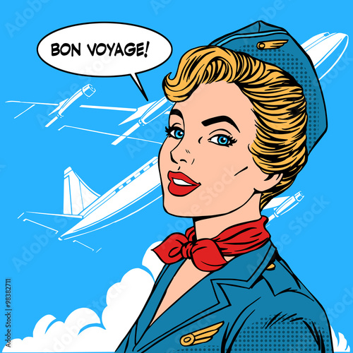 Bon voyage stewardess airplane travel tourism