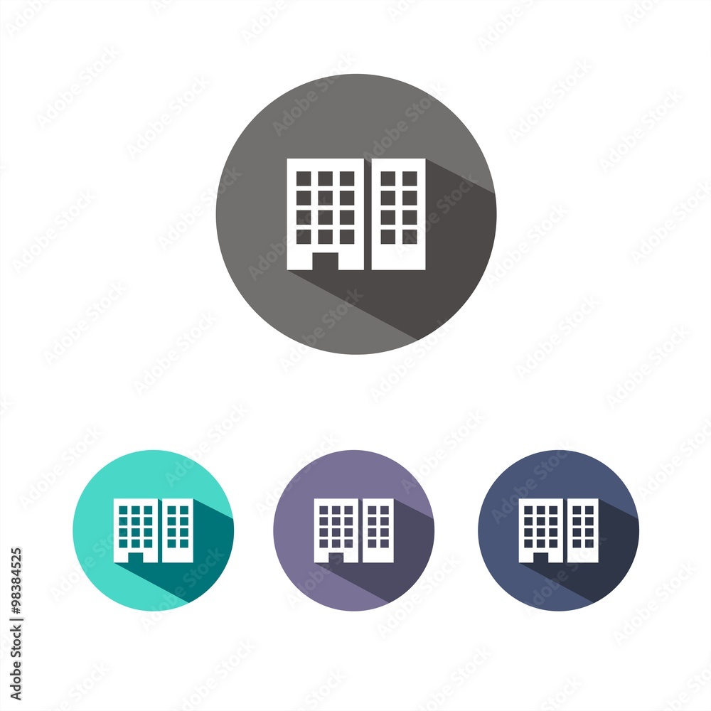 Icono de un edificio de viviendas sobre fondos de colores. Ilustración vectorial Icono de un edificio de viviendas sobre fondos de colores. Ilustración vectorial