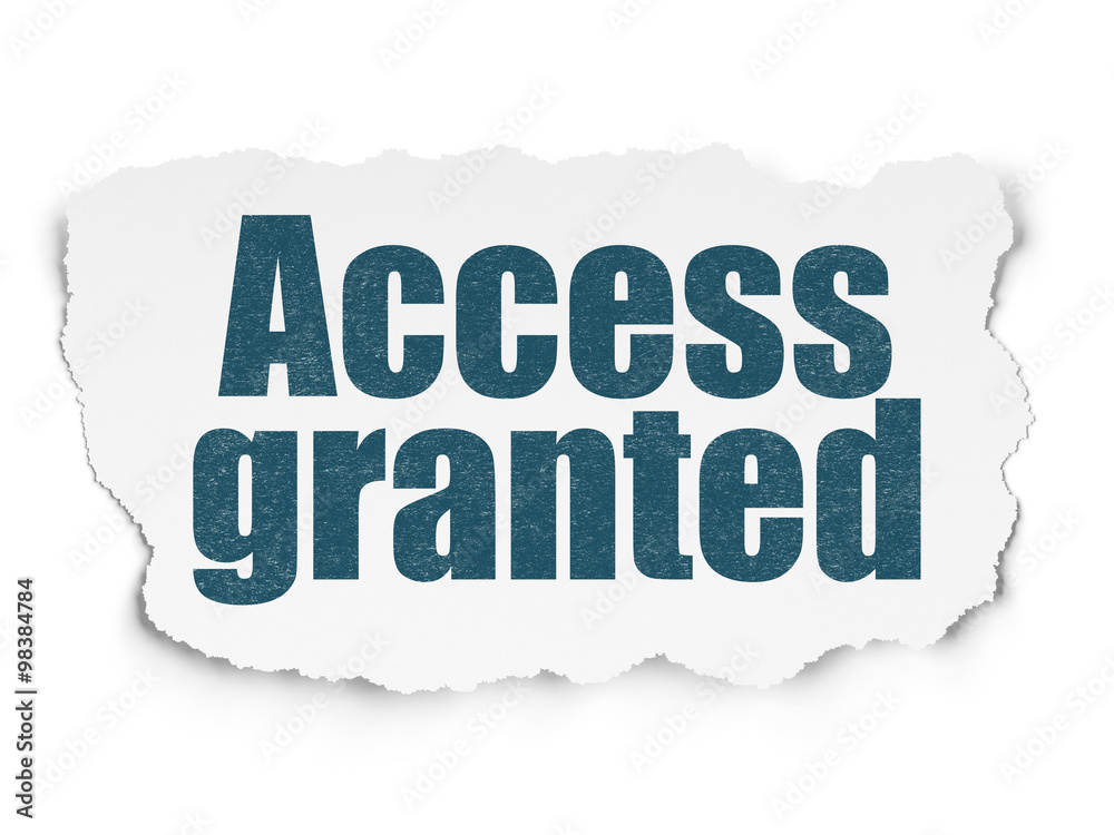 Security concept: Access Granted on Torn Paper background Security concept: Access Granted on Torn Paper background