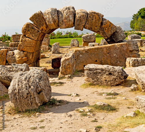 old construction column    and the roman temple history pamukkal photo