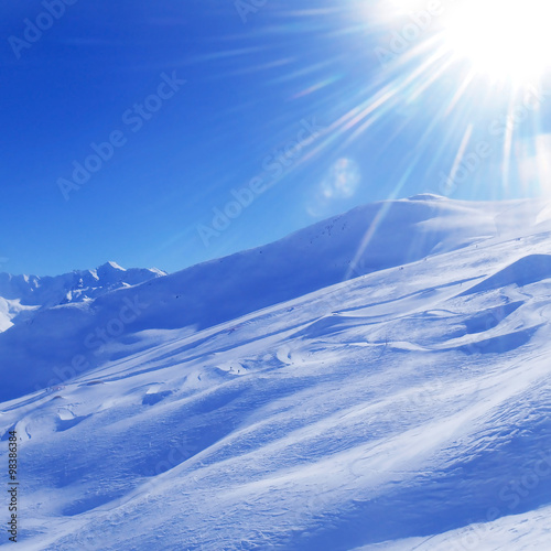 Beautiful winter landscape in the Alps mountains