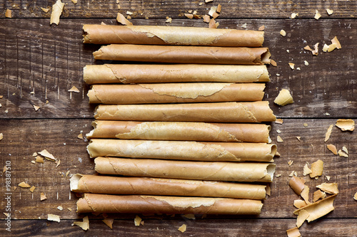 neulas, typical thin biscuit rolls eaten in Christmas in Catalon photo