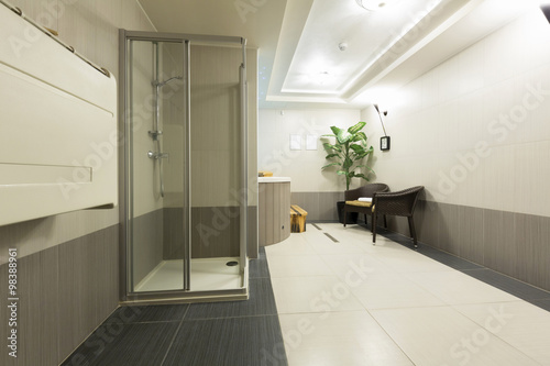 Interior of a htel spa centar with shower and jacuzzi bath