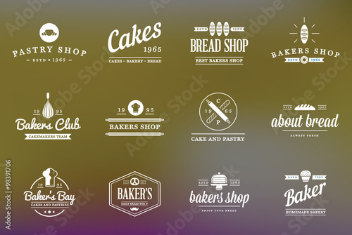 Set of Vector Bakery Pastry Elements and Bread Icons Illustration can be used as Logo or Icon in premium quality