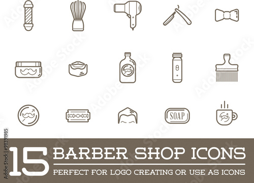 Set of Vector Barber Shop Elements and Shave Shop Icons Illustration can be used as Logo or Icon in premium quality