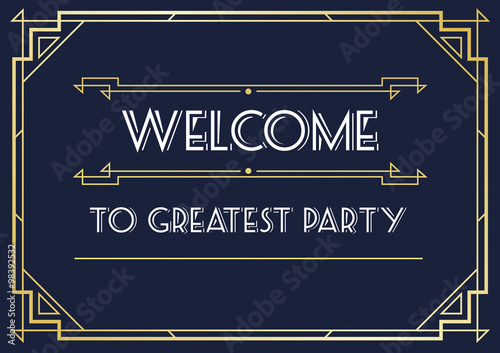 Gatsby Style Invitation in Art Deco or Nouveau Epoch 1920's Gangster Era Vector