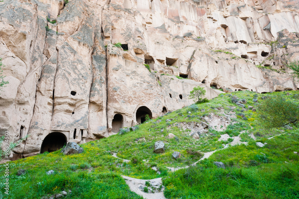 Caves in the Ihlara valley in Cappadocia, Turkey