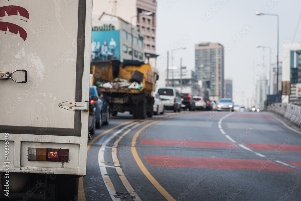 traffic jam with row of cars on expressway traffic jam with row of cars on expressway
