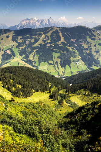 Leogang Mountains with highest peak Birnhorn idyllic summer landscape Alps  Austria