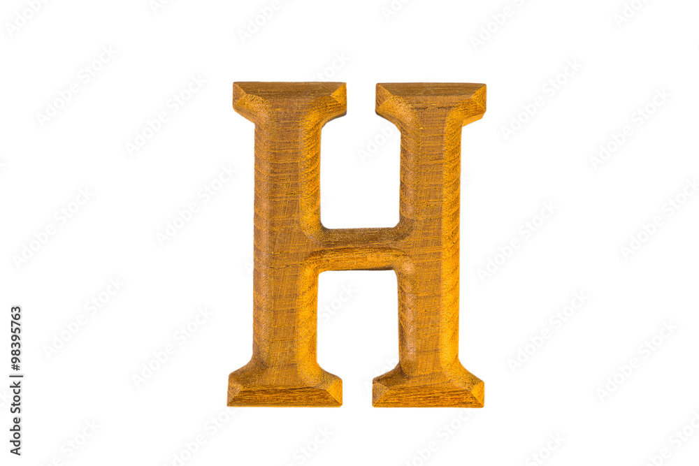 H Alphabet made from golden teak H Alphabet made from golden teak