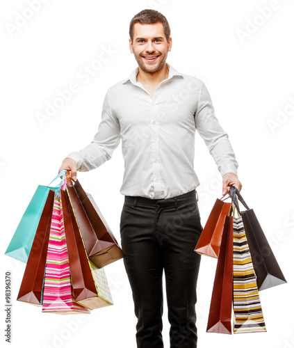 young man with shopping bags photo