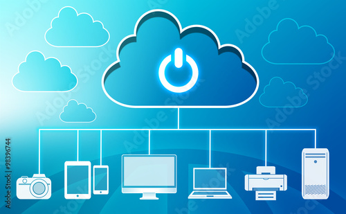 Obraz na plátne Cloud computing symbol and multiple devices