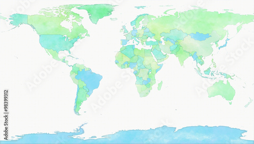 Cartina mondo  disegnata illustrata pennellate  confini Stati