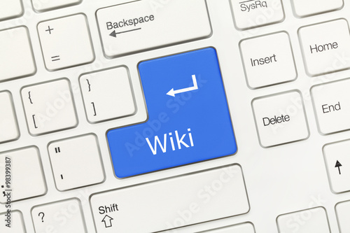 White conceptual keyboard - Wiki (blue key) photo