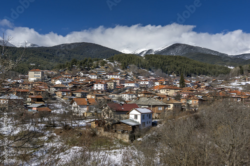 Panoramic view of Dobarsko Village in Rila mountain, Blagoevgrad region, Bulgaria
