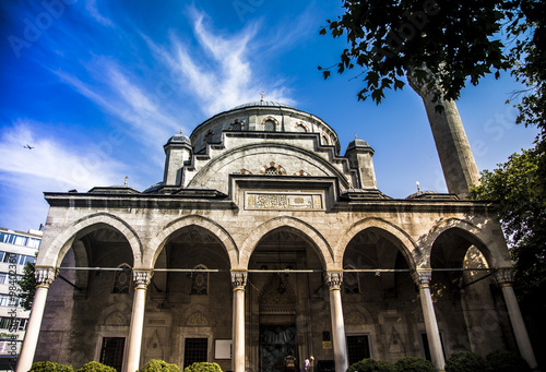 Facade of Ancient Mosque in Turkey built in 16ht century by Ottoman inside Istanbul,Turkey