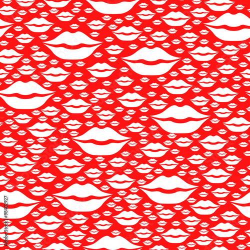 Valentines pattern seamless of kisses on red background