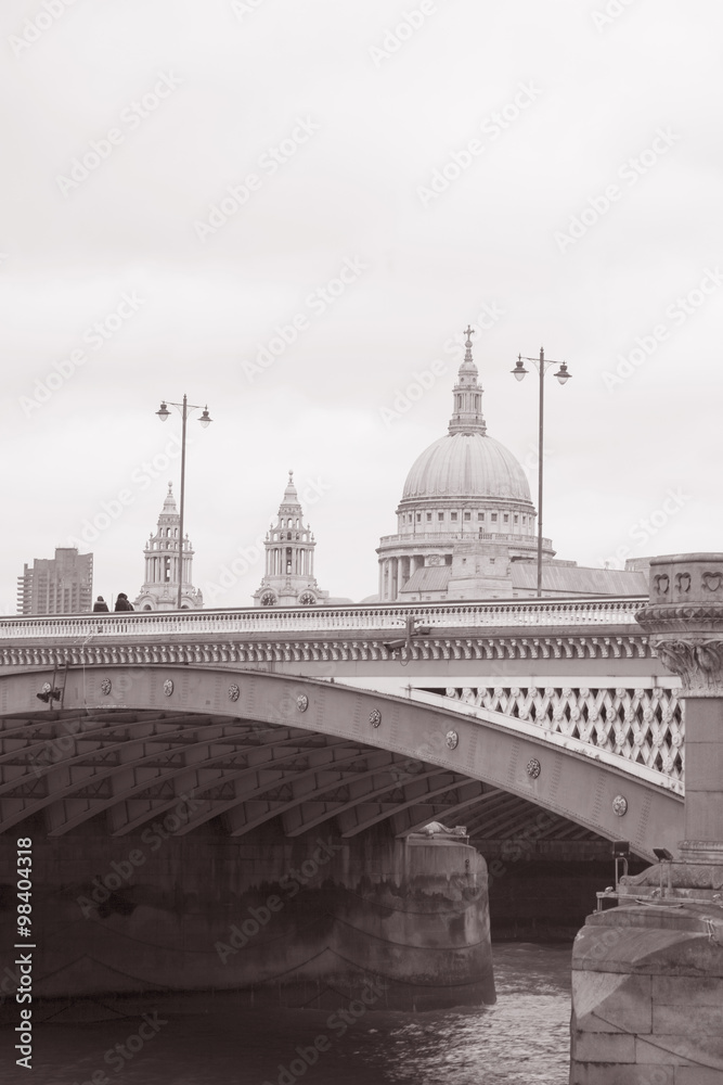 Blackfriars Bridge with St Pauls Cathedral Church, London