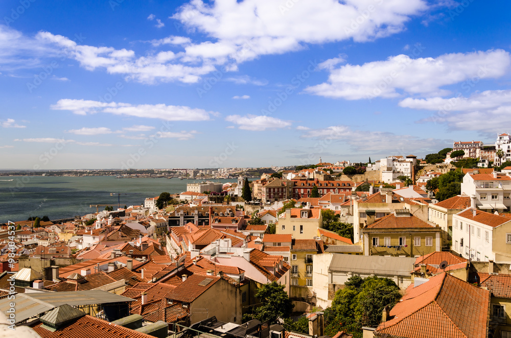aerial view of lisbon, cityscape of the lisbon down town from roof of sao vincente de fora church