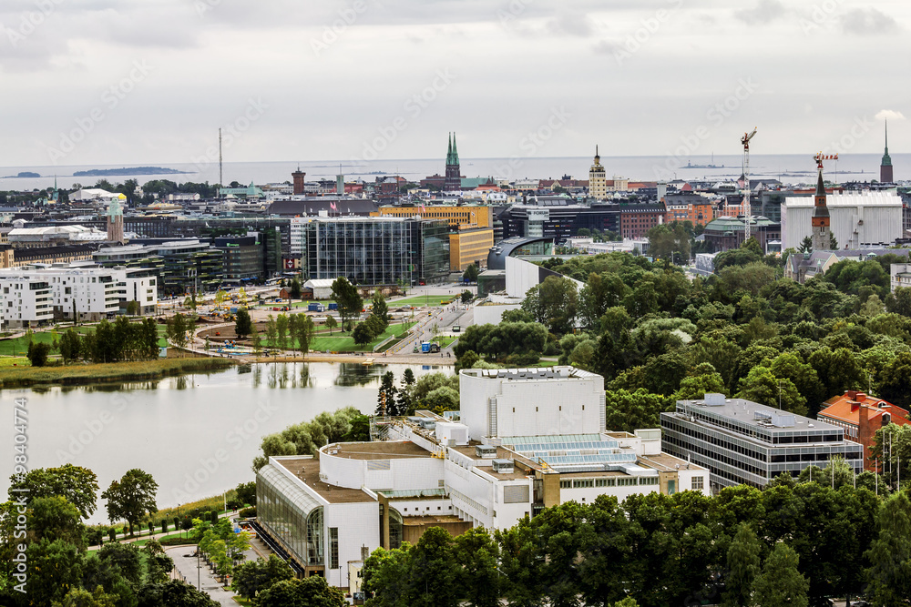 View of Helsinki from the tower of the Olympic stadium.Finland.