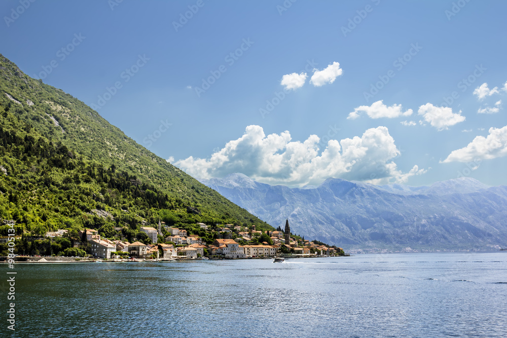 Perast town in Kotor bay.Montenegro.