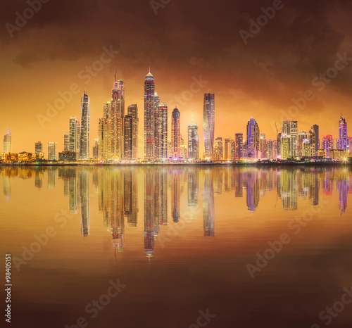 The beauty panorama of Dubai marina. UAE