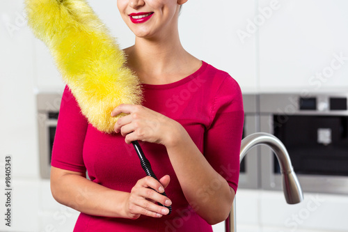 Fotografie Maid with feather duster