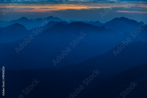 Sunset over the Fagaras Mountains, Southern Carpathians © porojnicu
