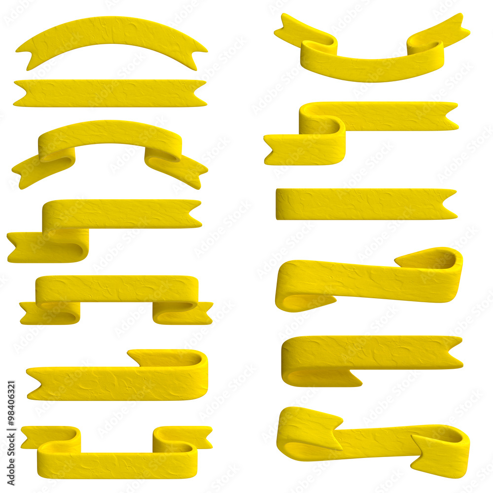 Yellow ribbon in plasticine or clay style. 