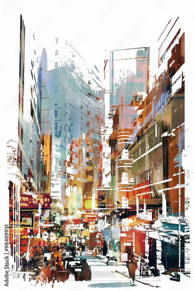 Naklejka premium abstract art of cityscape,illustration