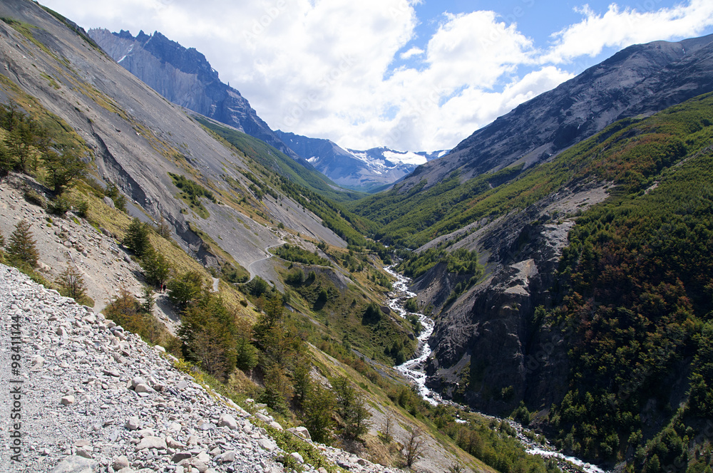 Krajobraz Parku Narodowego Torres del Paine.