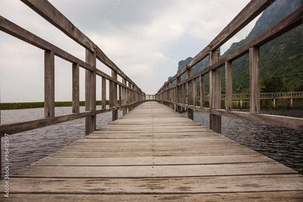Wood bridge in Khao Sam Roi Yod National Park, Thailand.