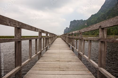 Wood bridge in Khao Sam Roi Yod National Park  Thailand.