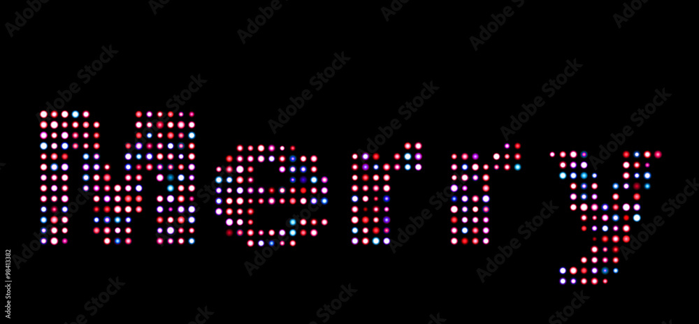 Merry led text over black Merry led text over black