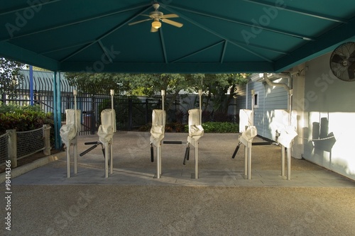 Turnstile entrance to a theme park
