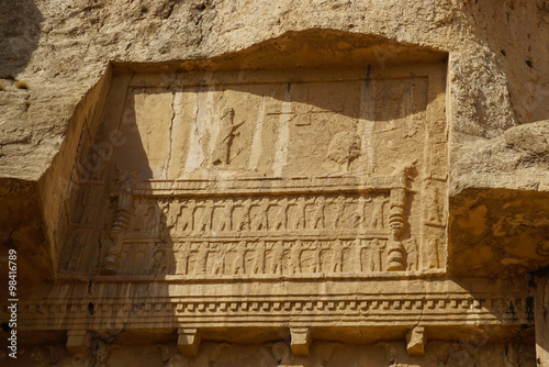 Ancient relief of the necropolis Naqsh-e Rustam near ruins of Persepolis,Iran.