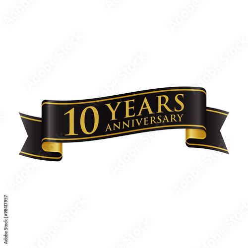 Simple Black Gold Ribbon Anniversary logo 10