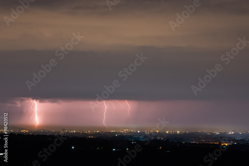 Lightning storm over city, Chiang mai, Thailand