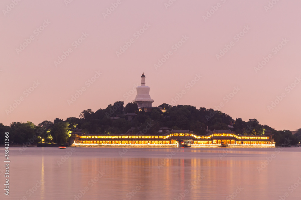 White Pagoda on Qionghua Island of Beihai Park in  Beijing