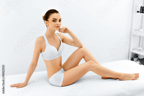 Fotografie Beauty Woman Portrait. Spa Face, Clean Skin. Body Care Concept.