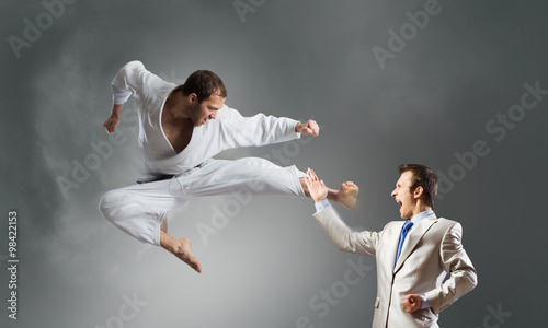 Karate man in white kimino