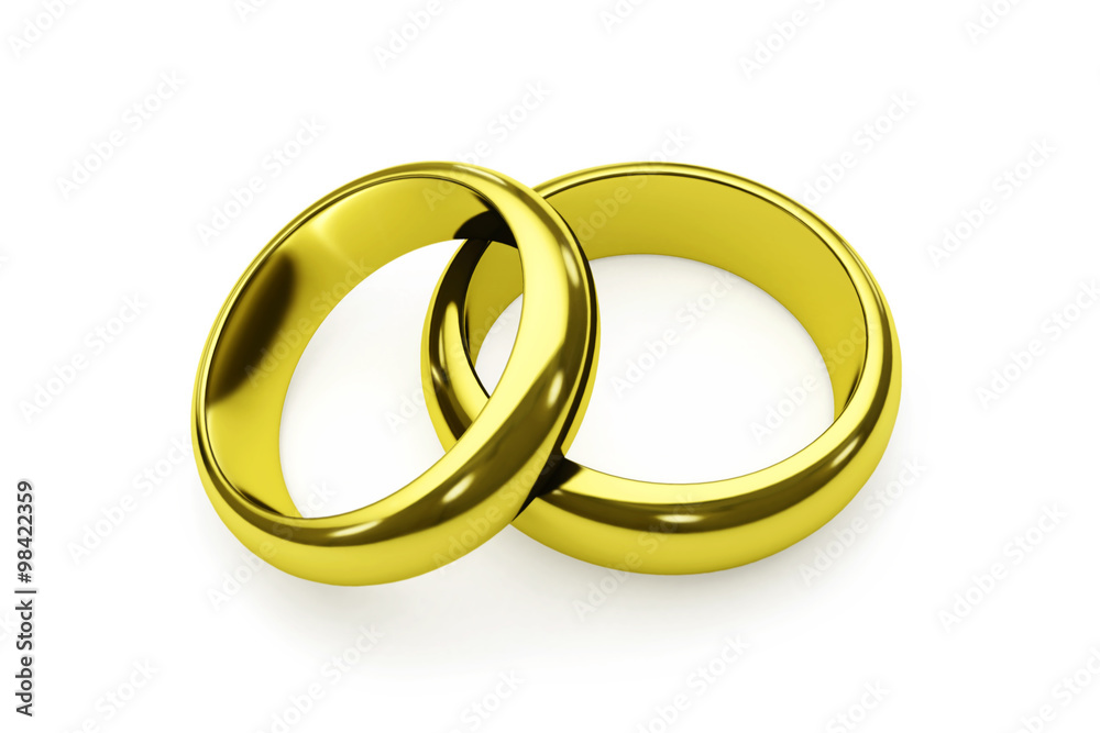 Couple of gold rings isolated on white Couple of gold rings isolated on white