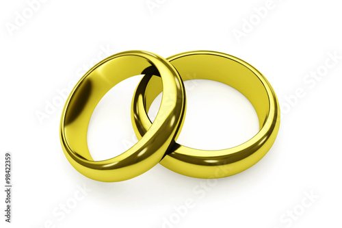 Couple of gold rings isolated on white