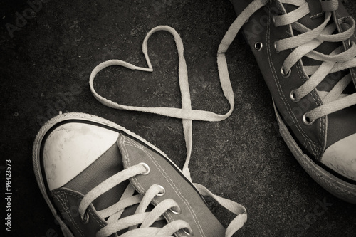 sneakers with heart with filter effect retro vintage style