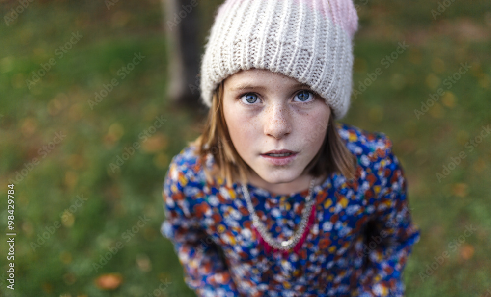 Portrait of girl wearing knit hat Portrait of girl wearing knit hat