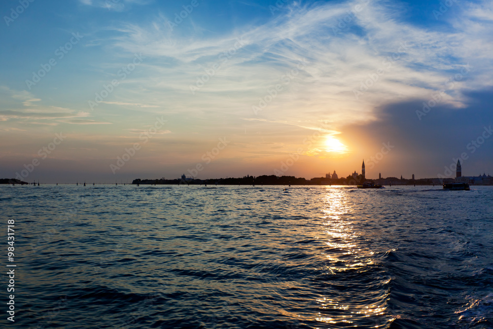 Venice Italy skyline after sunset