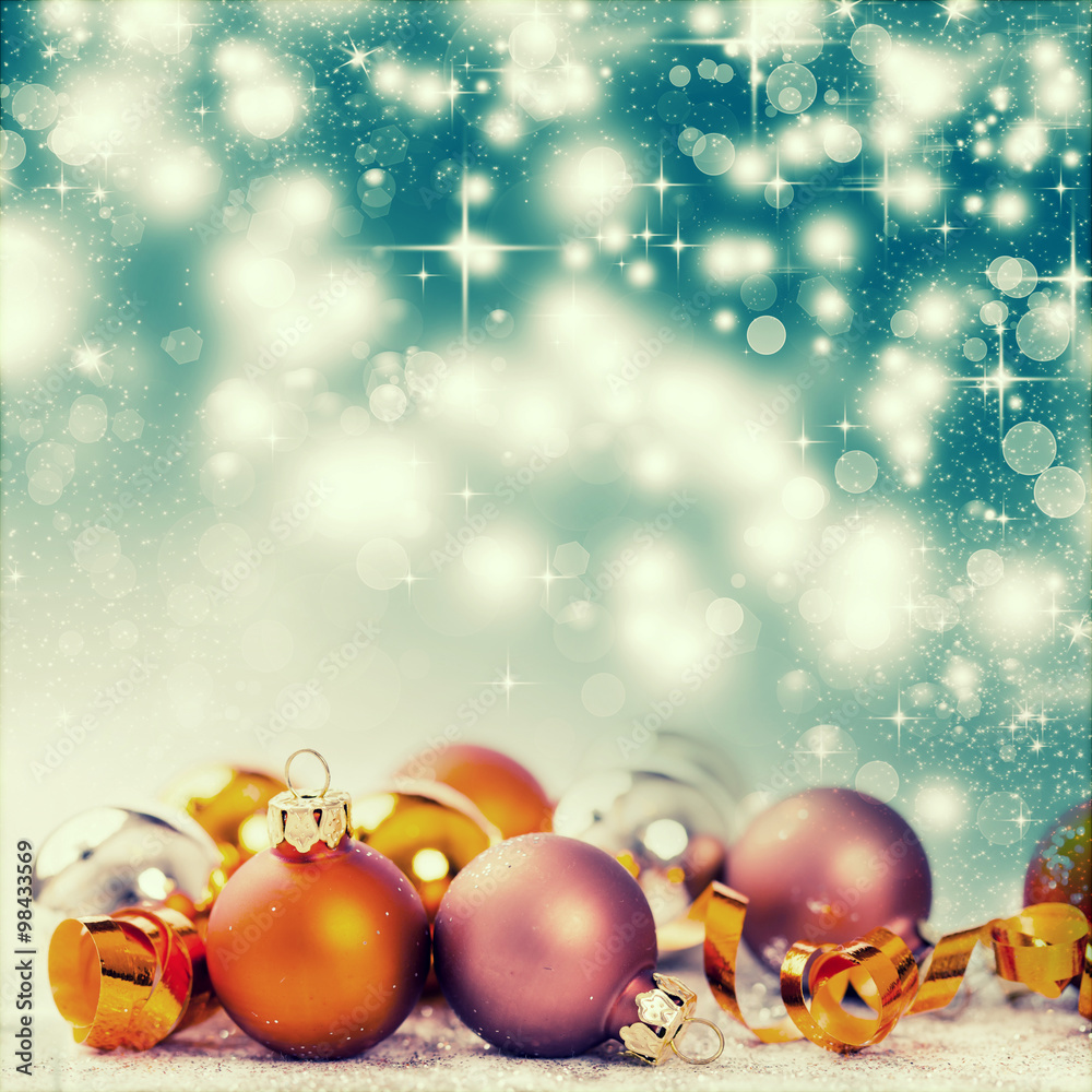 Christmas decorations against holiday background Christmas decorations against holiday background