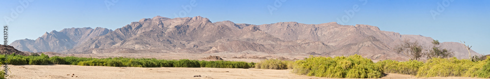 Panorama Brandberg Mountain in Damaraland, in the northwestern Namib Desert, Namibia