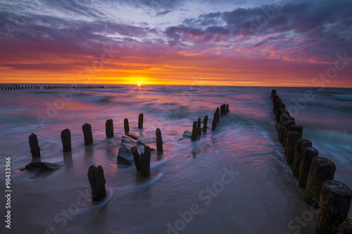 spectacular, colorful sunset over theBaltic sea
